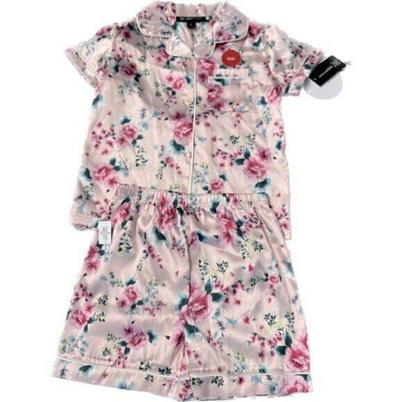 New INC Girl's Mommy & Me Satin Notched Collar Top & Shorts Pajamas Set size 6 - Picture 5 of 7